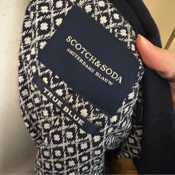 SCOTCH & SODA Men's Navy Cotton Peacoat True Blue Size Large - Picture 4 of 6